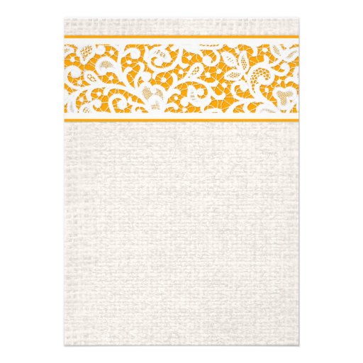 Orange Rustic Country Burlap Wedding Invitations
