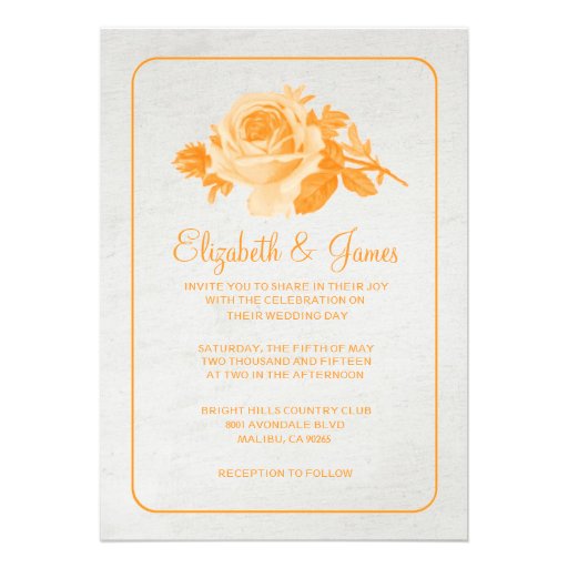 Orange Rustic Floral/Flower Wedding Invitations