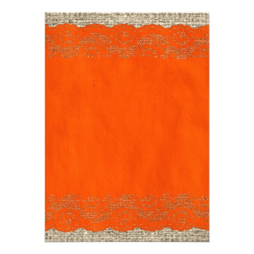Orange Rustic Lace Bridal Shower Invitations