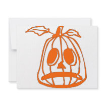 Orange Sad Pumpkin Face invitations