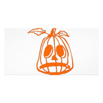 Orange Sad Pumpkin Face photo cards