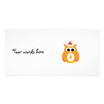 Orange santa owl picture card