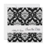 Orange Save the Date Black Damask Monogram Names invitations