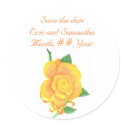 Orange Save the date stickers, rose, wedding sticker