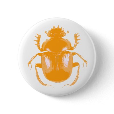 Orange Scarab Beetle Button by jupiterkitten