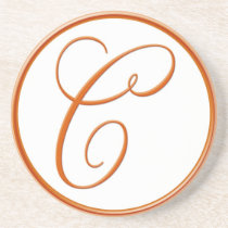Orange  Script Monogram C coasters