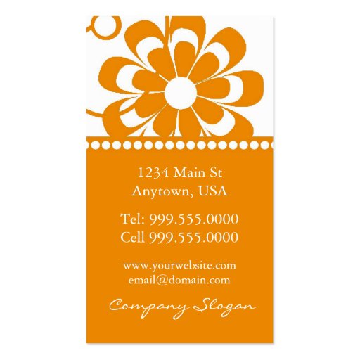 Orange Scroll Blooms Business Card (back side)