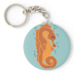 Orange Seahorse key chain