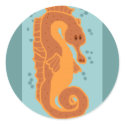 Orange Seahorse  stickers