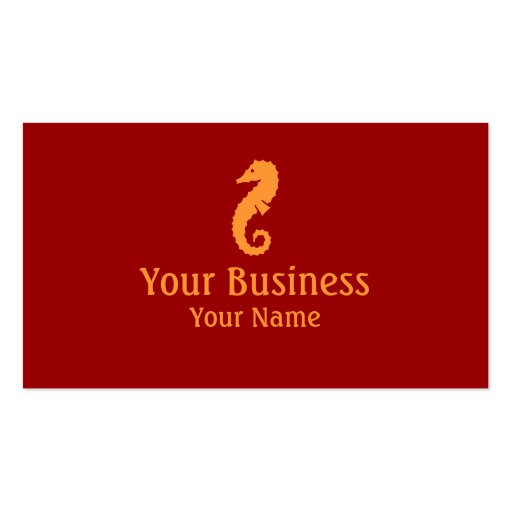 Orange Seahorse theme simple custom cards Business Card Templates (front side)