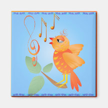 Orange Singing Bird Magnet