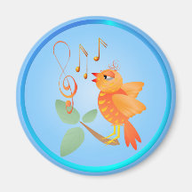 Orange Singing Bird Magnet