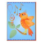Orange Singing Bird Postcards