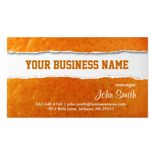 Orange Skin Texture Business Card (front side)