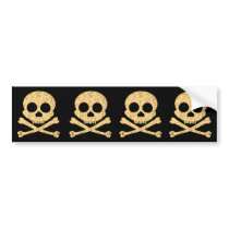 Orange Skull Distressed Bumper Sticker