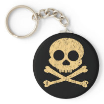 Orange Skull Distressed Keychain