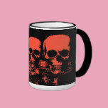 Orange Skulls on Black Ceramic Ware mugs