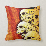 Orange Skulls Throw Pillow