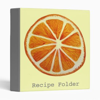 Orange slice pop art watercolor Recipe book Vinyl Binder