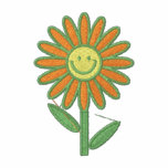 Orange smiley flower embroidered women's shirt embroidered shirts