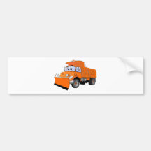 Orange Snow Plow Cartoon Bumper Sticker