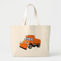 Orange Snow Plow Cartoon Tote Bags