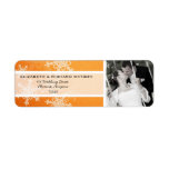 Orange Snowflakes Christmas Wedding Label