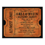 Orange Spider Web Vintage Halloween Ticket Card