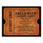 Orange Spider Web Vintage Ticket Invitations