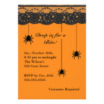 Orange Spiders and Lace Halloween Invitation