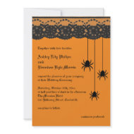 Orange Spiders and Lace Wedding Invitation