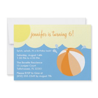 Orange Splish Splash Birthday Pool Party invitation