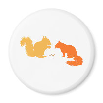 Orange Squirrels Refrigerator Magnet