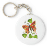 Orange Stained Glass Butterfly Keychain