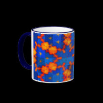 Orange stars on a blue sky Mug by Rajee1 Orange stars on a blue sky Mug