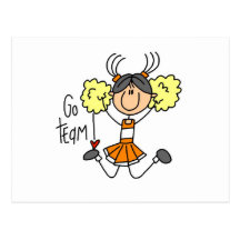 Orange Stick Figure Cheerleader t-shirts and Gifts Postcard