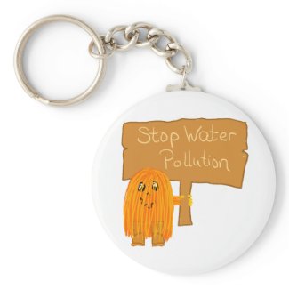 orange stop water pollution keychain