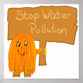 orange stop water pollution print