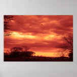 Orange Stormy Sky Posters