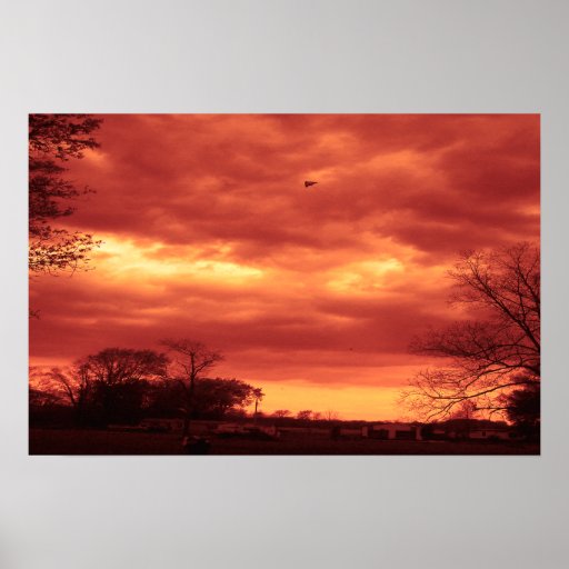 Orange Stormy Sky Posters