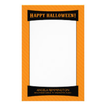 Orange Striped Custom Halloween Personal Stationer Stationery