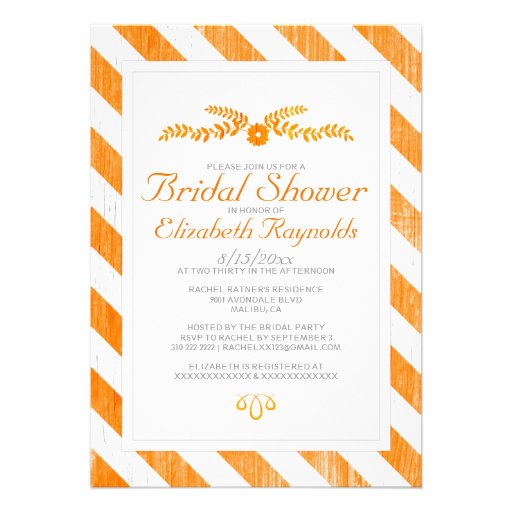 Orange Stripes Bridal Shower Invitations