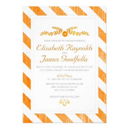 Orange Stripes Wedding Invitations