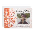 Orange Stunning Swirl Pic Graduation Announcement invitation