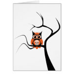 Orange Sugar Skull Owl in Tree Card