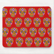 Orange Sugar Skulls Red mousepads