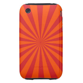 Orange Sun Burst Sun Rays Pattern Tough iPhone 3 Cases