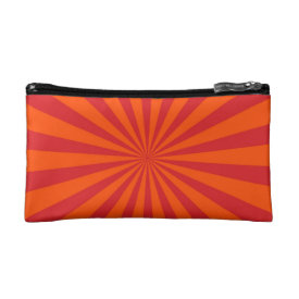 Orange Sun Burst Sun Rays Pattern Cosmetic Bag
