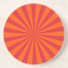 Orange Sun Burst Sun Rays Pattern Drink Coaster