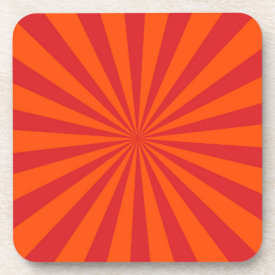 Orange Sun Burst Sun Rays Pattern Drink Coasters